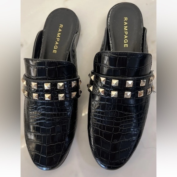 Rampage Womens Brady Mule / Shoe Black Crocodile Embossed Size 7.5 Open‎ Back - Picture 2 of 7